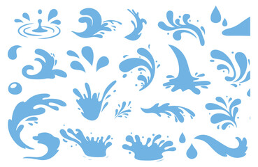 Splash with droplets. Water drops shapes, liquid burst splashes and ink blot hand drawn vector set of silhouette droplet, drop liquid illustration