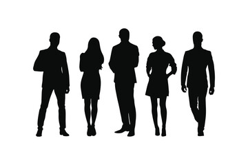 Business people silhouettes. Group of business men and women. Abstract isolated vector silhouettes