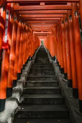 Fotobehang Torii Gates Red torii gates passage staircase tunnel  © ReubenTeo