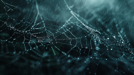 Spider Web close up in darkness