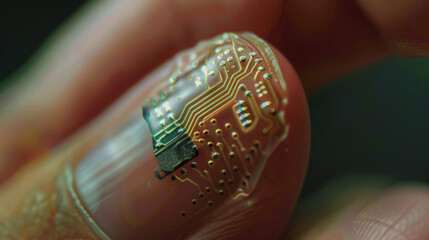 human microchip implant in nail, Generative AI