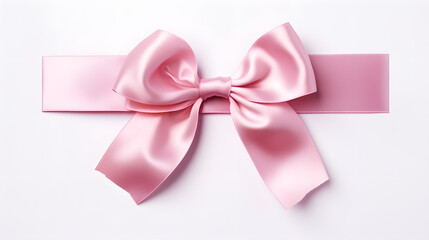Pink silky bow and ribbon isolated on white background