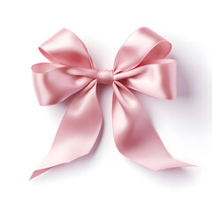 Fototapeta premium Pink silky bow and ribbon isolated on white background