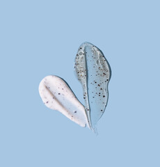 Assortment of smears of cream or lotion