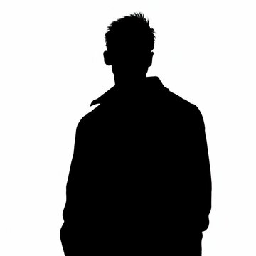recommend clip art: Back side silhouette of male person , back view back lit over white
