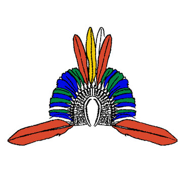 Ilustra&ccedil;&atilde;o Cocar Indigena Brasil