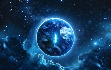 Fototapeta premium earth Hour Ecology and Environment Concept Blue plan