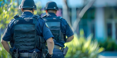 Obraz premium Guardians of Safety Collaborative Enforcement for Public Protection. Concept Safe Neighborhoods, Community Policing, Crime Prevention, Public Safety Initiatives