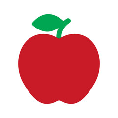 Red Apple With Green Stem And Leaf Icon