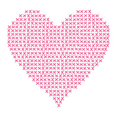 Pink Cross Stitch Heart Icon