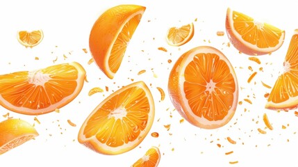 Orange Slices in Mid-Air