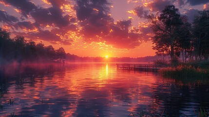 Tranquil Lake at Sunset