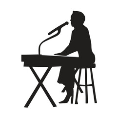 Singer singing by the piano icon flat silhouette © Max Oman