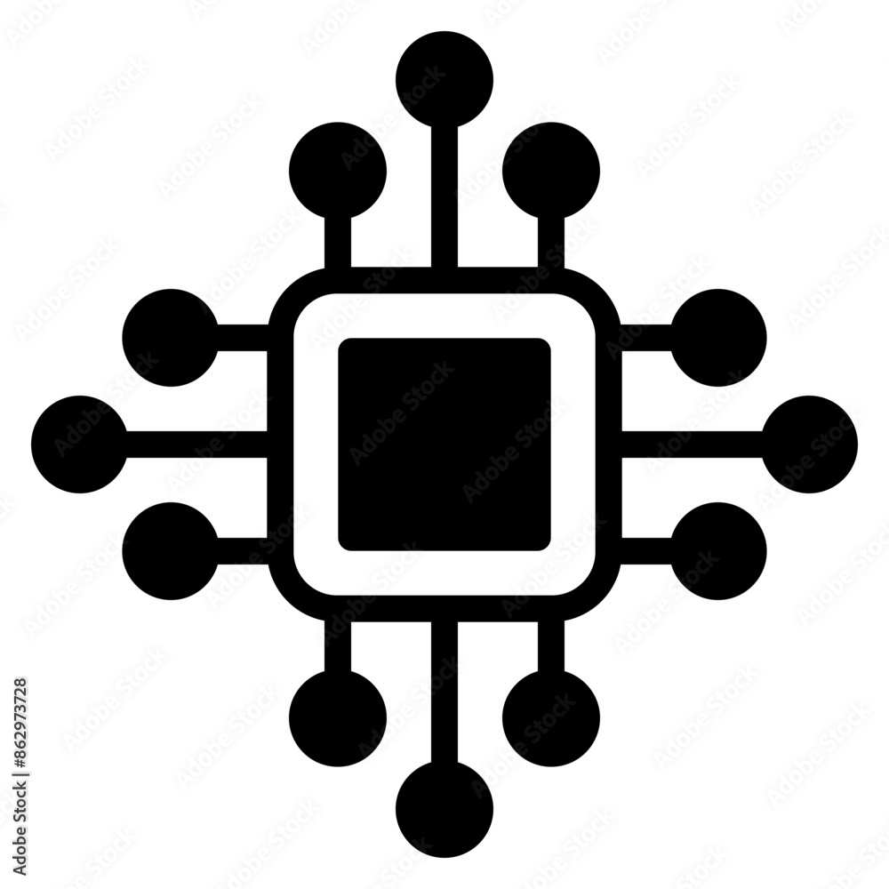 Poster cpu chip computer processor icon