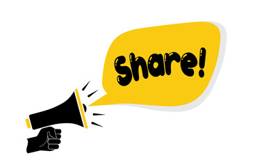 share text on Symbolic speech bubbles and megaphone, business concept