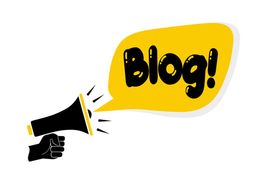 blog text on Symbolic speech bubbles and megaphone, business concept
