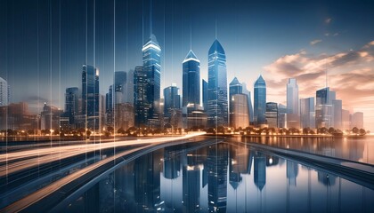 Naklejka premium Double exposure financial background