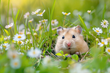 Cozy and Charming Scene of a Hamster Peeking Out of its Burrow in a Natural Setting