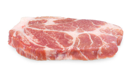sliced raw pork meat isolated on white background.