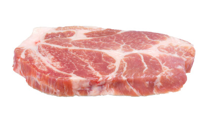 sliced raw pork meat isolated on white background.