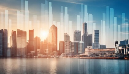 Fototapeta premium Double exposure financial background