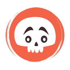 Cute logo or icon vector with cartoon human skull with surprised expression, illustration on circle for social media story and highlights