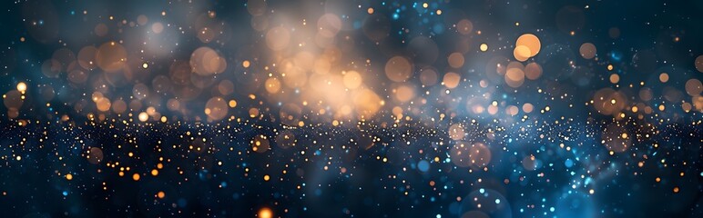 Fototapeta premium Abstract blurred background with bokeh lights in dark blue and yellow colors