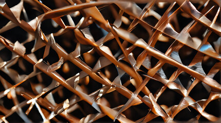 a close up of a metal structure with many different shapes