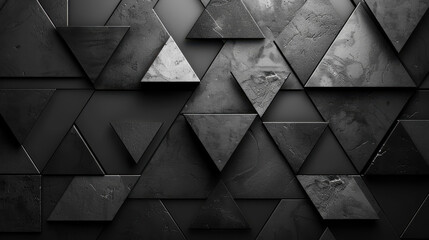 A striking image displaying a pattern of black geometric shapes, primarily triangles with varying textures, arranged in a visually appealing manner against a dark background.