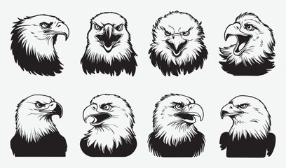 Obraz premium Eagle vector art illustration silhouette collection 