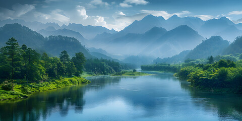Fototapeta premium Guilin's Scenic Landscapes: Best Under Heaven