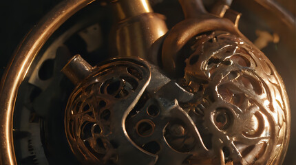 Obraz premium a close up of a clock with gears and a clock face