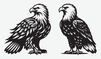 Obraz premium Eagle vector art illustration silhouette collection 