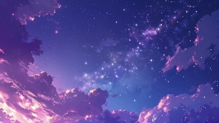 Starry Night Sky with Clouds, Generative AI