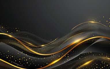 Abstract background with golden and black wave elements, illustration.