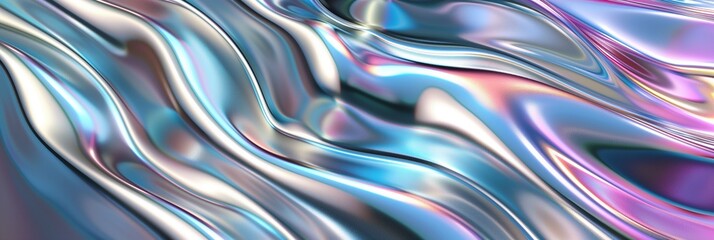 Obraz premium Abstract background with iridescent holographic liquid metal texture.