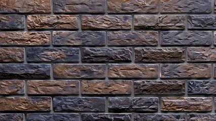 Obraz premium Rustic brick wall texture. Dark brown and grey brick wall with a rough texture, ideal for background images, textures, and architectural design projects.