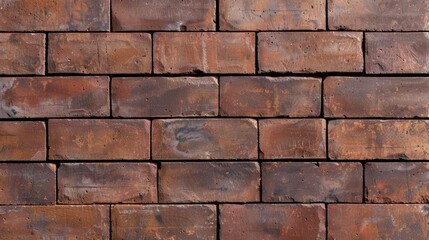 Obraz premium Rustic red brick wall texture. High-resolution photo of a weathered red brick wall, perfect for background images, design elements, and architectural projects.