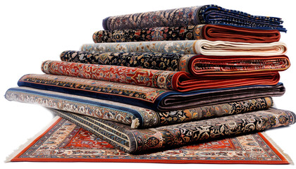 Many beautiful carpets isolated on white set