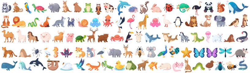 Big Set of animal cartoon vectors set © 4zevar