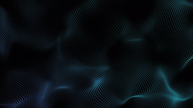 Abstract digital Dynamic wave of particle dots connection network background. black background and dot animation futuristic . Big data visualization.