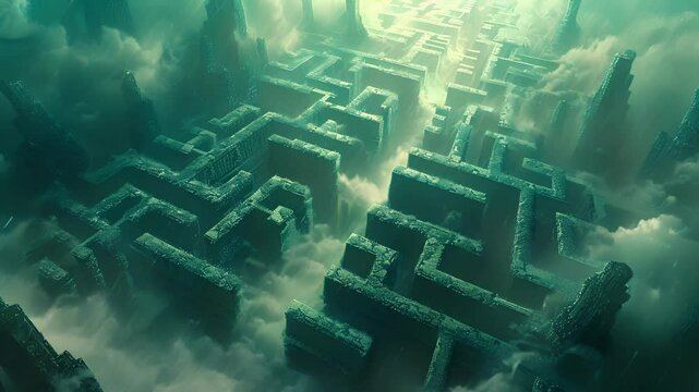 Journey through endless reflective mazes where every decision leads to a different outcome and all paths eventually loop back upon themselves.