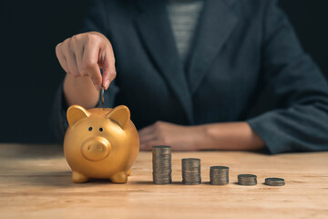 Savings for investing in business. The concept of setting goals for savings. Setting goals for...
