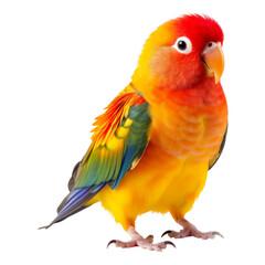 Fototapeta premium red and yellow parrot isolated on transparent background cutout
