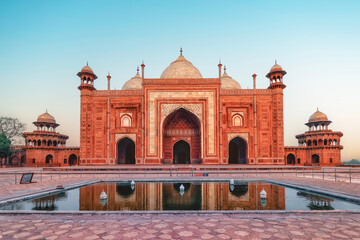 Taj Mahal Mausoleum Main Gate in Agra City, India