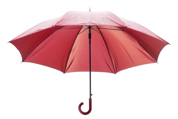 Red umbrella isolated on white. Open red umbrella isolated on white background, perfect for representing concepts like rain, protection, and insurance.