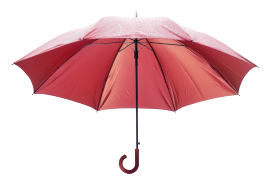 Red umbrella isolated on white. Open red umbrella isolated on white background, perfect for representing concepts like rain, protection, and insurance.