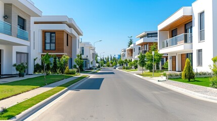 Fototapeta premium A Serene Street in a Modern Suburb