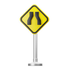 3D illustration of Road narrows ahead