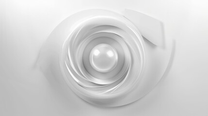 Abstract White Swirling Structure with Central Sphere. Generative ai